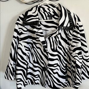 Sandro Black and White Zebra Print Blazer